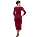 Black Splashes On Red Background Quarter Sleeve Midi Velour Bodycon Dress View2