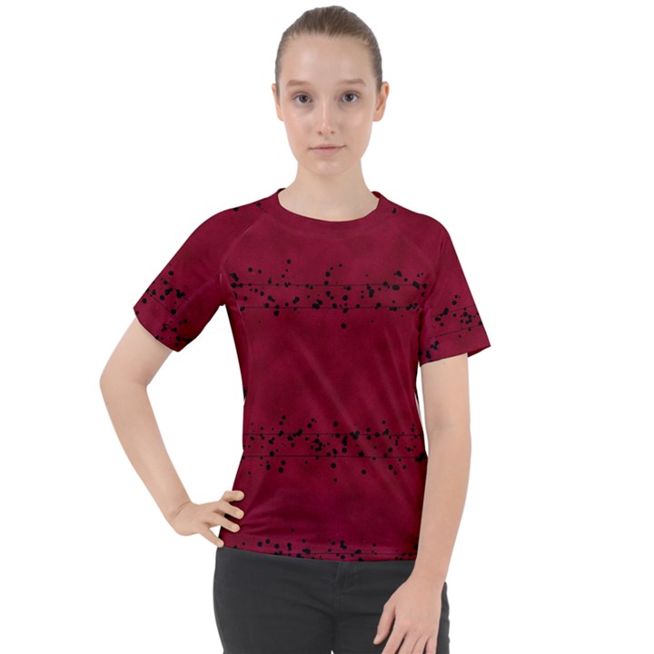 Black Splashes On Red Background Women s Sport Raglan Tee