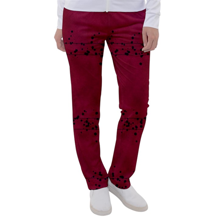 Black Splashes On Red Background Women s Casual Pants