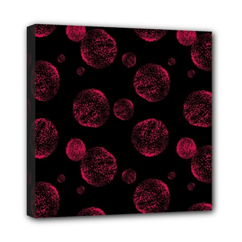 Red Sponge Prints On Black Background Mini Canvas 8  X 8  (stretched) by SychEva