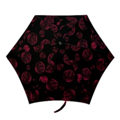 Red Sponge Prints On Black Background Mini Folding Umbrellas by SychEva