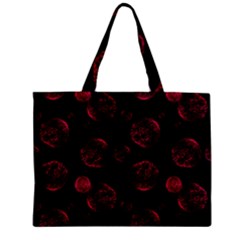 Red Sponge Prints On Black Background Zipper Mini Tote Bag by SychEva