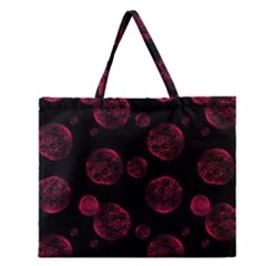 Red Sponge Prints On Black Background Zipper Large Tote Bag by SychEva