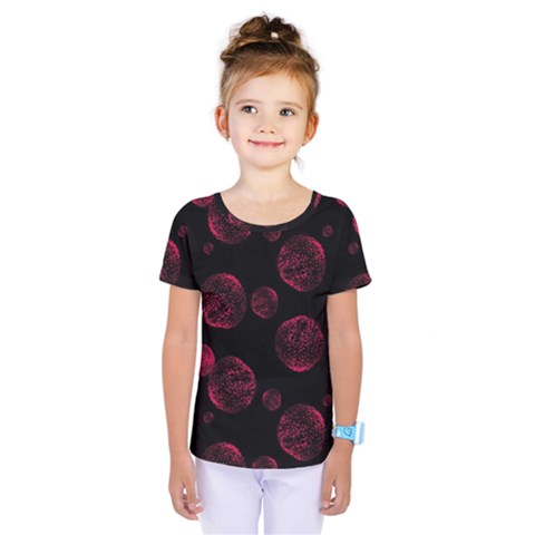 Red Sponge Prints On Black Background Kids  One Piece Tee by SychEva