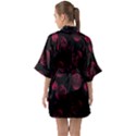 Red Sponge Prints On Black Background Half Sleeve Satin Kimono  View2