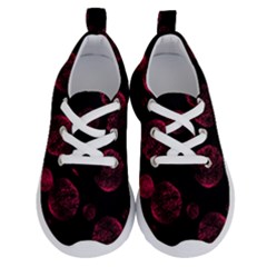 Red Sponge Prints On Black Background Running Shoes by SychEva