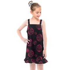 Red Sponge Prints On Black Background Kids  Overall Dress by SychEva