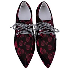 Red Sponge Prints On Black Background Pointed Oxford Shoes by SychEva