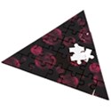 Red Sponge Prints On Black Background Wooden Puzzle Triangle View2