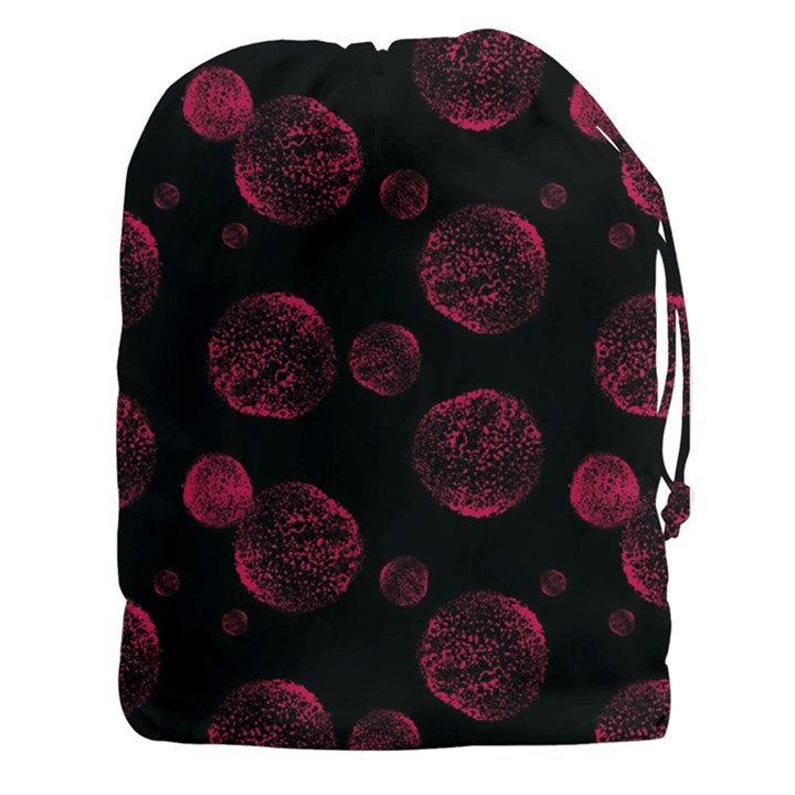 Red Sponge Prints On Black Background Drawstring Pouch (3XL)