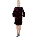 Red Sponge Prints On Black Background Open Neck Shift Dress View2