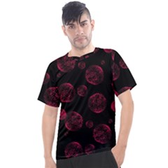 Red Sponge Prints On Black Background Men s Sport Top by SychEva