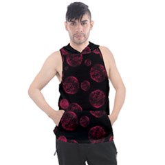 Red Sponge Prints On Black Background Men s Sleeveless Hoodie by SychEva