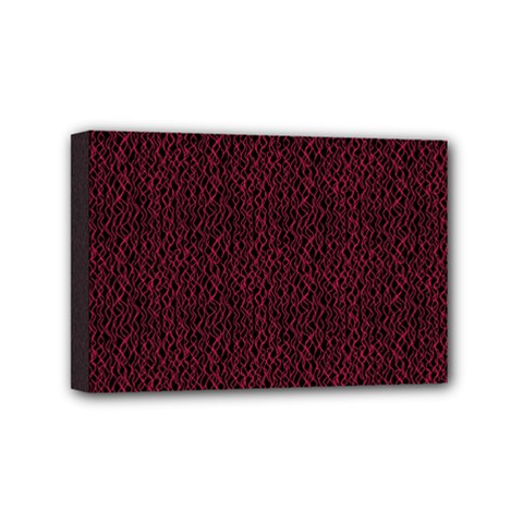 Red Curve Stripes On Black Background Mini Canvas 6  X 4  (stretched) by SychEva