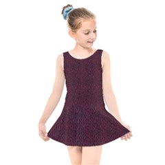 Red Curve Stripes On Black Background Kids  Skater Dress Swimsuit by SychEva