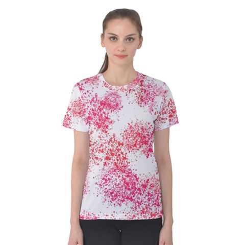 Red Splashes On A White Background Women s Cotton Tee by SychEva