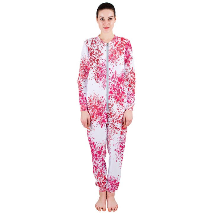 Red Splashes On A White Background OnePiece Jumpsuit (Ladies) 