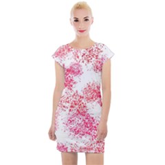 Red Splashes On A White Background Cap Sleeve Bodycon Dress by SychEva