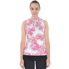 Red Splashes On A White Background Mock Neck Shell Top by SychEva