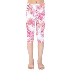 Red Splashes On A White Background Kids  Capri Leggings  by SychEva