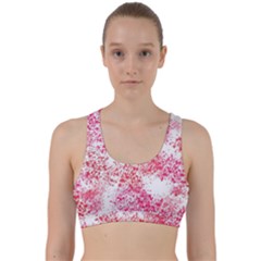 Red Splashes On A White Background Back Weave Sports Bra by SychEva