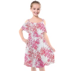 Red Splashes On A White Background Kids  Cut Out Shoulders Chiffon Dress by SychEva