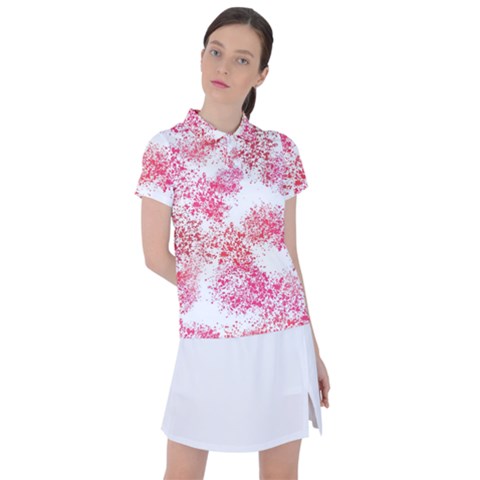 Red Splashes On A White Background Women s Polo Tee by SychEva