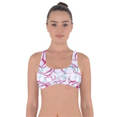 Red And Turquoise Stains On A White Background Got No Strings Sports Bra by SychEva