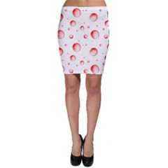 Red Drops On White Background Bodycon Skirt by SychEva