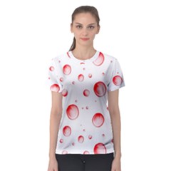 Red Drops On White Background Women s Sport Mesh Tee