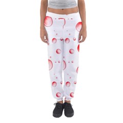 Red Drops On White Background Women s Jogger Sweatpants by SychEva