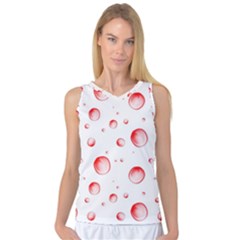 Red Drops On White Background Women s Basketball Tank Top by SychEva