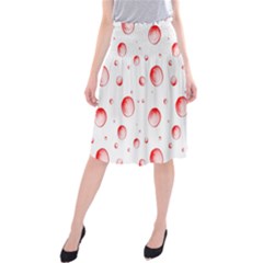 Red Drops On White Background Midi Beach Skirt by SychEva