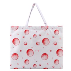 Red Drops On White Background Zipper Large Tote Bag by SychEva