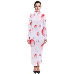 Red Drops On White Background Turtleneck Maxi Dress by SychEva