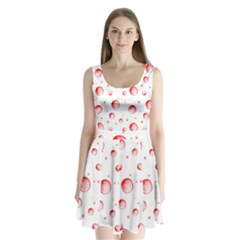 Red Drops On White Background Split Back Mini Dress  by SychEva