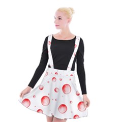 Red Drops On White Background Suspender Skater Skirt by SychEva