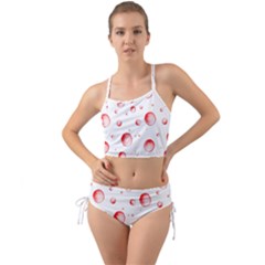 Red Drops On White Background Mini Tank Bikini Set by SychEva