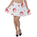 Red Drops On White Background Velvet Skater Skirt View1