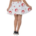 Red Drops On White Background Velvet Skater Skirt View2