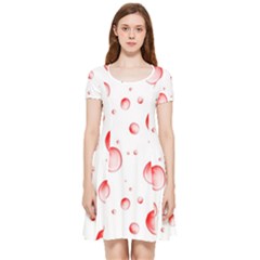 Red Drops On White Background Inside Out Cap Sleeve Dress by SychEva