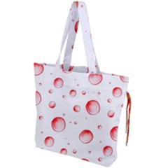 Red Drops On White Background Drawstring Tote Bag by SychEva