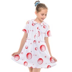 Red Drops On White Background Kids  Short Sleeve Shirt Dress by SychEva