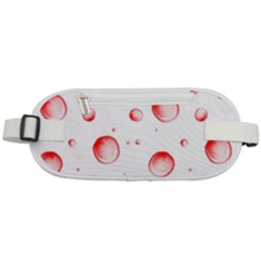 Red Drops On White Background Rounded Waist Pouch by SychEva