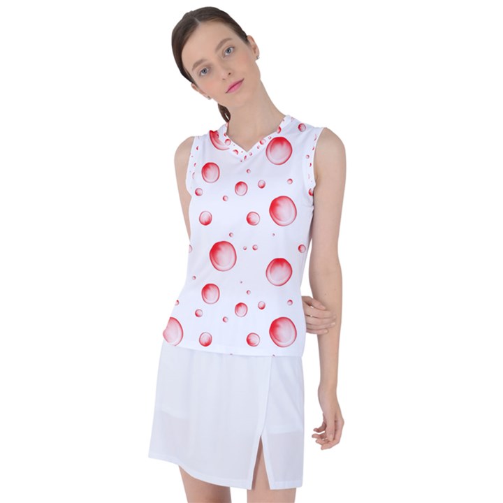 Red Drops On White Background Women s Sleeveless Sports Top