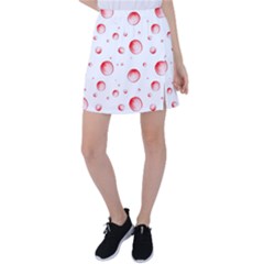 Red Drops On White Background Tennis Skirt by SychEva