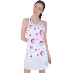 Red Drops On White Background Racer Back Mesh Tank Top by SychEva