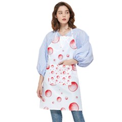 Red Drops On White Background Pocket Apron by SychEva