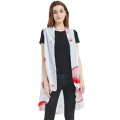 Red Drops On White Background Sleeveless Chiffon Waistcoat Shirt