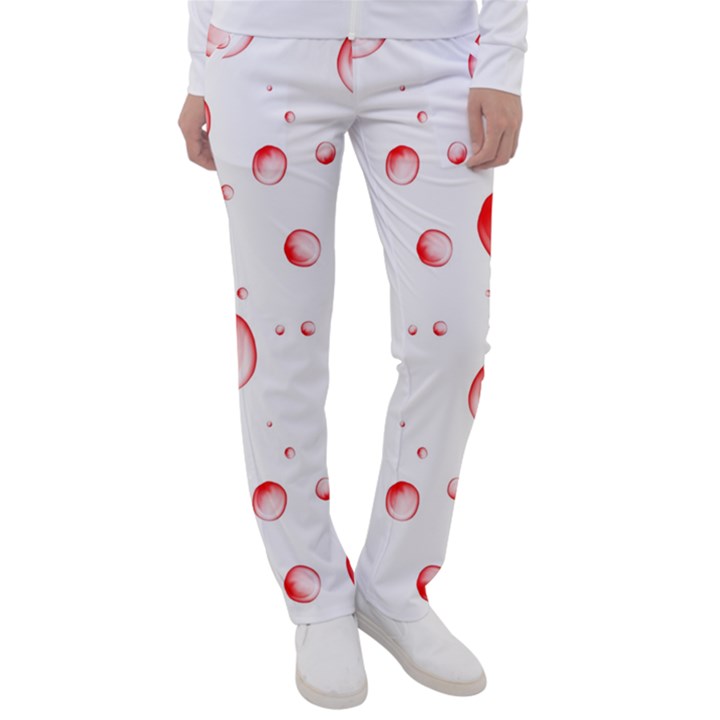 Red Drops On White Background Women s Casual Pants